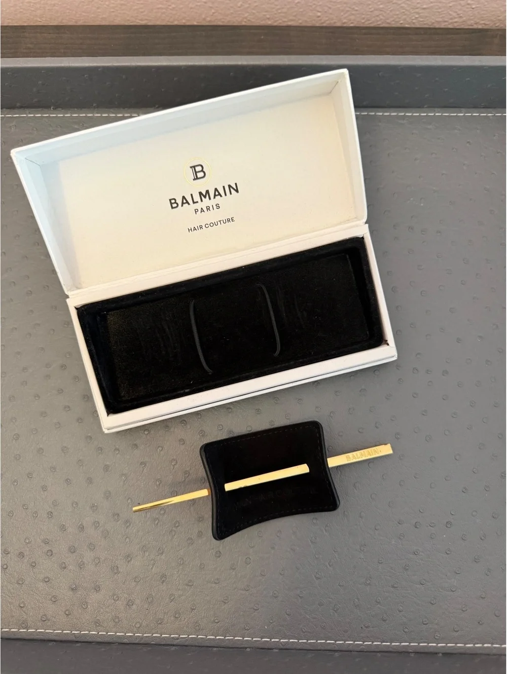 Balmain Limited Edition Pastel Pink Embossed Hair Barrette